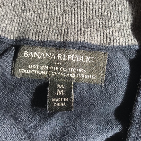 Banana Republic - Men’s Navy Half- Zip Sweater - M - Picture 6 of 6